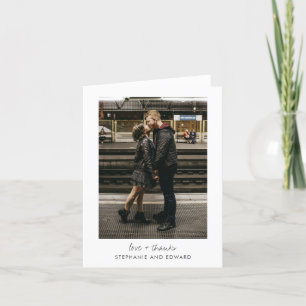 Carte De Remerciements Minimaliste Moderne Photo Pliée Blanc Amour et 