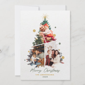 Carte De Remerciements Minimaliste Notre Famille Noël Trois Photo