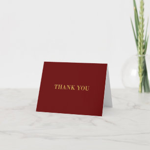 Carte de remerciements minimaliste rouge et or de
