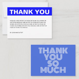 Carte De Remerciements Minimaliste Simple Bleu et Blanc