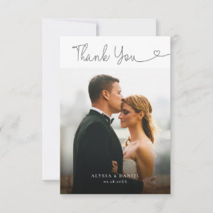 Carte De Remerciements Minimaliste Simple Script Heart photos Mariage