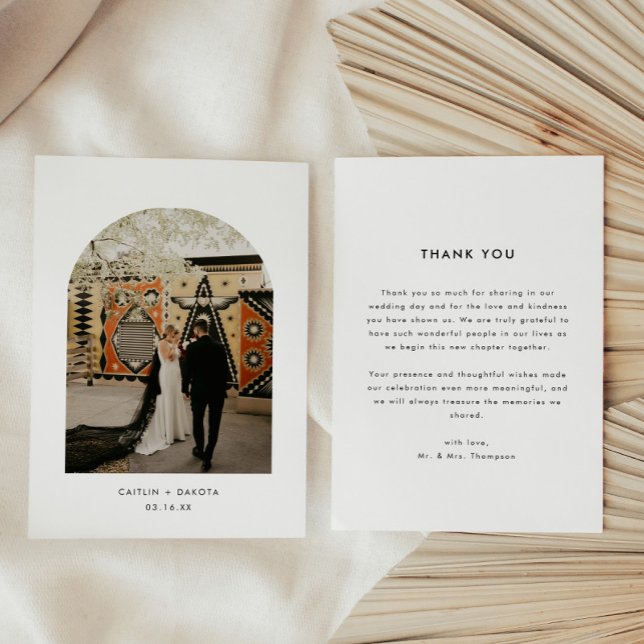 Carte De Remerciements Minimalistic Modern Photo Arch Wedding (Créateur téléchargé)