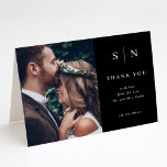 Carte De Remerciements Minimum et chic | Black Photo Wedding<br><div class="desc">These elegant,  modern thank you folded cards feature a simple black design that exudes minimalist style with your favorite personal wedding photo. Add your initials or monogram to make them completely your own.</div>