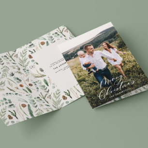 Carte De Remerciements Minimum moderne 1 photo Noël élégant script