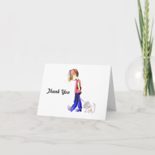 Carte De Remerciements Minnie-moi ! Garçon marchant Westie Chien Art