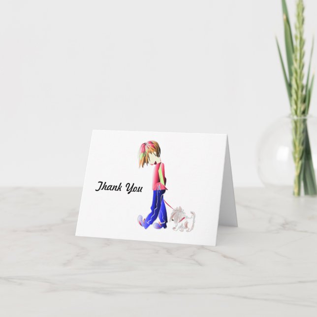 Carte De Remerciements Minnie-moi ! Garçon marchant Westie Chien Art (Devant)