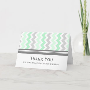 Carte De Remerciements Mint Grey Chevron Employee Appreciation Card