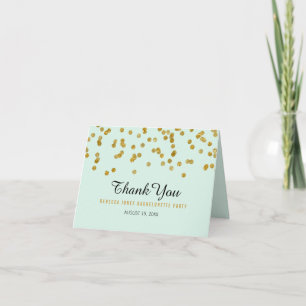 Carte De Remerciements Mint Parties scintillant or confetti Bachelorette 