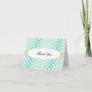 Carte De Remerciements Mint Teal Gold Damask