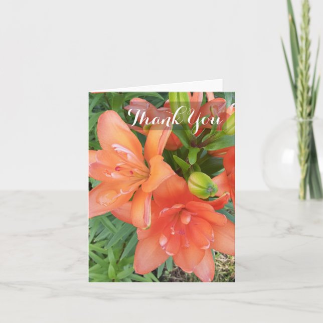 Carte De Remerciements Minuscule Double You Asiatic Lily Fleur Orange (Devant)
