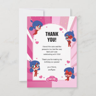 Carte De Remerciements Miraculous Ladybug Chibi Anniversaire