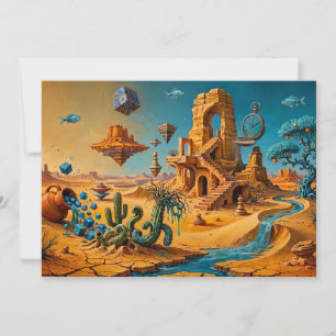 Carte De Remerciements Mirage du désert Ocbre Orange Bleu sarcelle