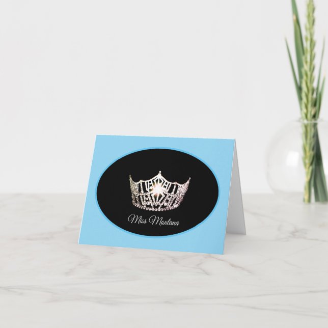 Carte De Remerciements Miss America Argent Crown Note Card Sky Blue (Devant)