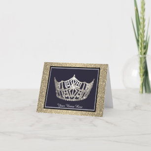 Carte De Remerciements Miss America style Crown Custom Note Card