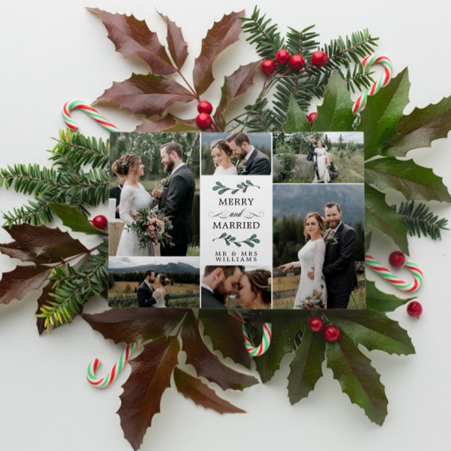 Carte De Remerciements Mistletoe Joyeux Marié Photo Collage Noël (Créateur téléchargé)