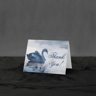 Carte De Remerciements Misty Reflections   Dusty Blue Swan Lake Mariage