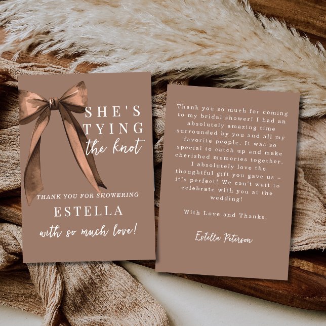 Carte De Remerciements Mocha Brown Elle Se Marie Enterrement de Vie de Je (Créateur téléchargé)