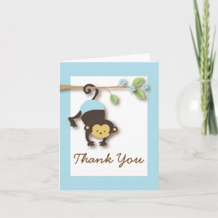 Carte De Remerciements Mod Monkey Baby Boy Blue Thank You Card