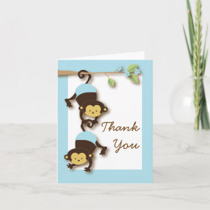 Carte De Remerciements Mod Monkey Baby Boy Blue Thank You Card