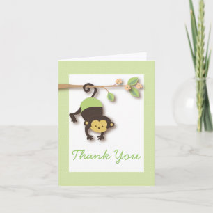 Carte De Remerciements Mod Monkey Neutral Baby Green Thank You Card