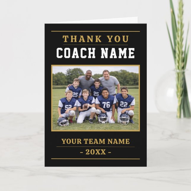 Carte De Remerciements Modern American Football Team Photo Coach (Devant)