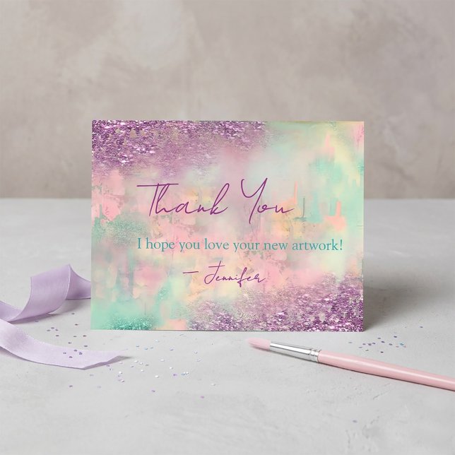 Carte De Remerciements Modern Art Abstract Paint Watercolor Artist (#WatercolorDesign
#CreativeBrand
#FeminineBranding
#ArtBusiness
#ArtistPackaging
#SmallBusinessBrand)