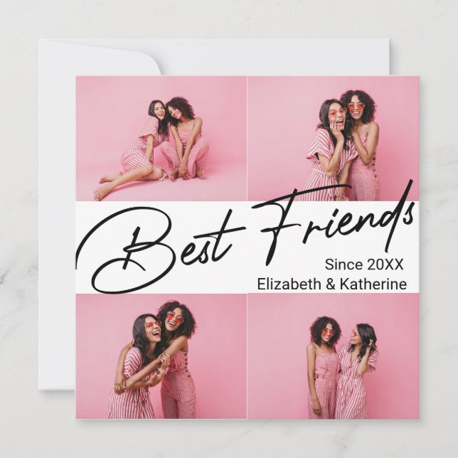 Carte De Remerciements Modern Best Friends 4 Photo Collage Cadeau (Devant)