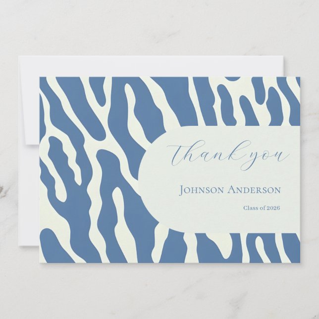 Carte De Remerciements Modern blue and cream abstract Pattern graduation (Devant)