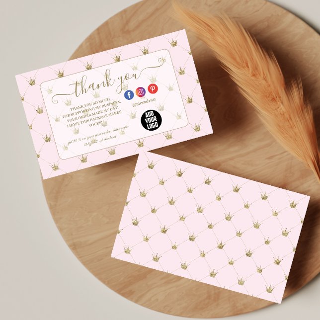 Carte De Remerciements Modern Blush Crown Design (Créateur téléchargé)