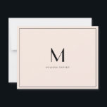 Carte De Remerciements Modern Blush Minimalist monogram flat<br><div class="desc">Simple and Modern very pale blush and black monogrammed thank you card.</div>