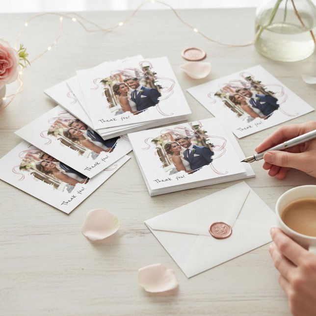 Carte De Remerciements Modern Brush Stroke Floral Wedding Thank You Card (Créateur téléchargé)