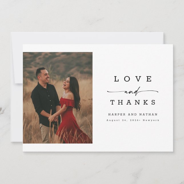 Carte De Remerciements Modern Calligraphy Lettering Wedding Photo (Devant)