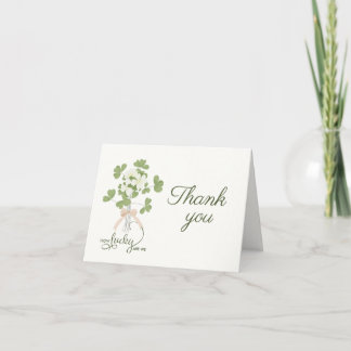 Carte De Remerciements Modern Chic Lucky Shamrock with Bow baby shower