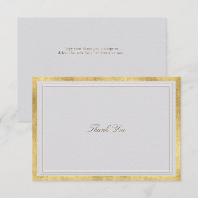 Carte De Remerciements Modern Classic Elevated Gold Ivory Formal Wedding (Devant / Derrière)
