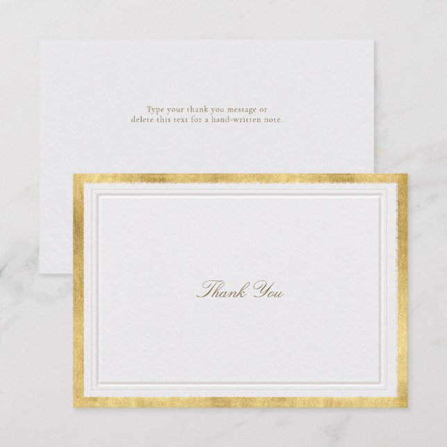 Carte De Remerciements Modern Classic Elevated Gold Pearl Formal Wedding (Devant / Derrière)