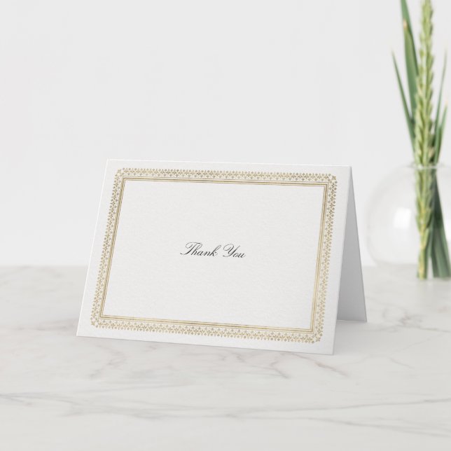 Carte De Remerciements Modern Classic Formal Golden Lys Ivory Wedding (Devant)