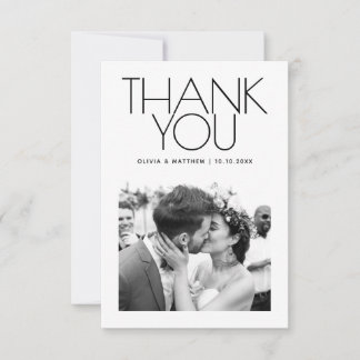 Carte De Remerciements Modern Clean Wedding | Minimalist Elegant Photo