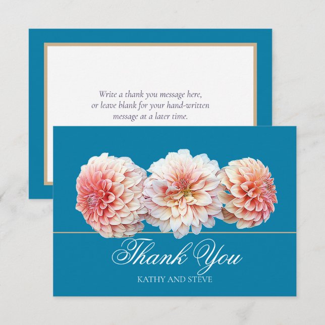 Carte De Remerciements Modern Coral Pink Dahlia Bridal Shower Thank You (Devant / Derrière)