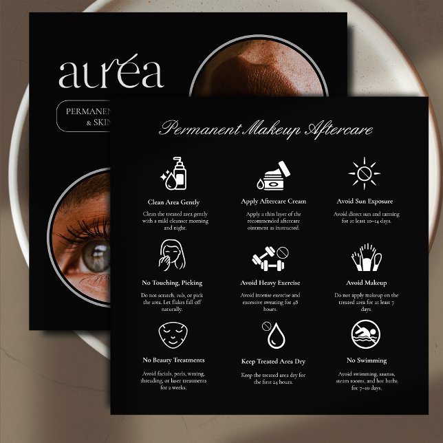 Carte De Remerciements Modern Cosmetic Permanent Makeup Aftercare Card (Créateur téléchargé)