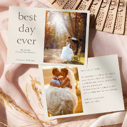 Carte De Remerciements Modern Elegant Photo Best Day Ever Wedding
