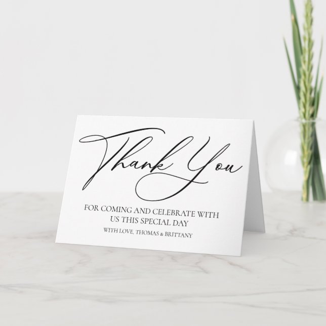 Carte De Remerciements Modern elegant Thank you card black and white (Devant)
