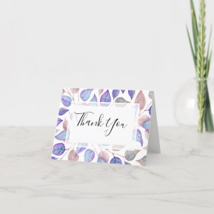 Carte De Remerciements Modern Foliage Watercolor Purple Leaves Wedding