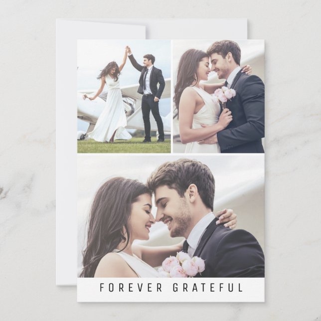 Carte De Remerciements Modern Forever Grateful 3 Mariage photo (Devant)