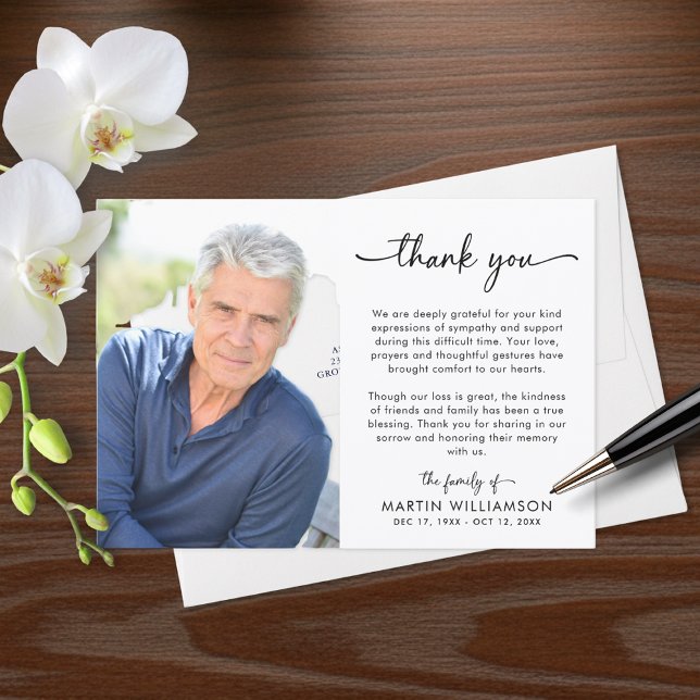 Carte De Remerciements Modern Funeral Photo Thank You Sympathy (Créateur téléchargé)