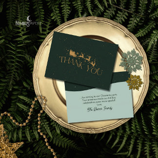 Carte De Remerciements Modern Green Faux Gold Christmas Thank You Card
