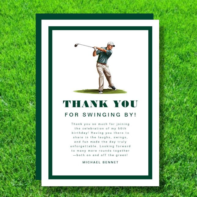 Carte De Remerciements Modern Green Sports Golf Birthday  (Modern Green Sports Golf Birthday Thank You Card)