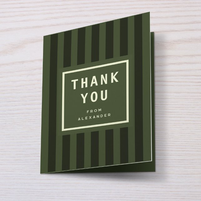 Carte De Remerciements Modern Green Sporty Stripes Graduation (modern, green sporty stripes graduation thank you card)