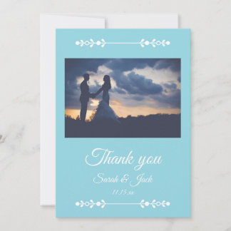 Carte De Remerciements Modern Light Blue & White Flat Thank You Card