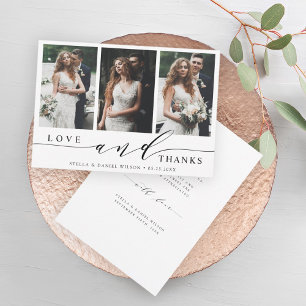 Carte De Remerciements Modern Love and Thanks 3 Mariage photo
