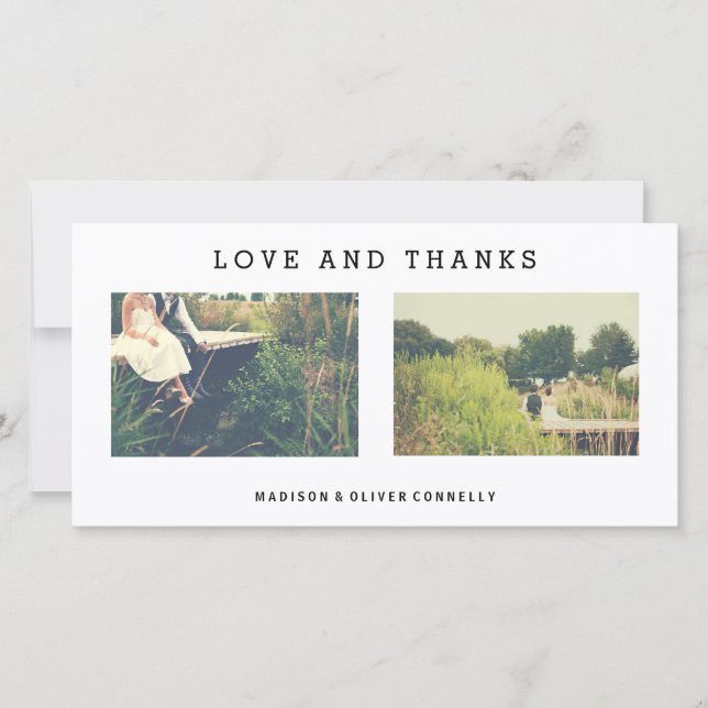 Carte De Remerciements Modern Love And Thanks Mariage Photo Collage (Devant)